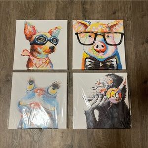 Colorful Retro Animal Canvas Photo Frame Decor 12 x 12